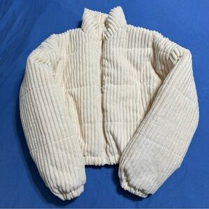 Beige corduroy puffer jacket